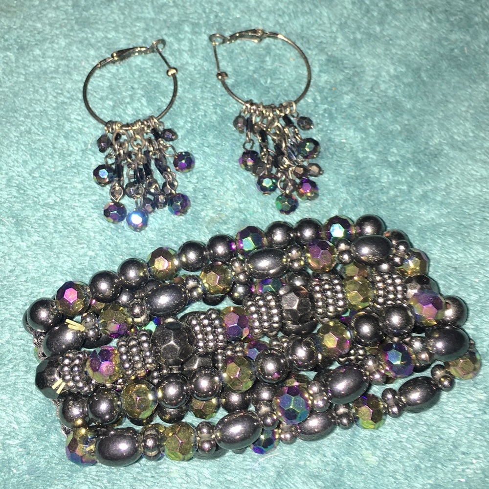 Beaded Bracelet and Earrings